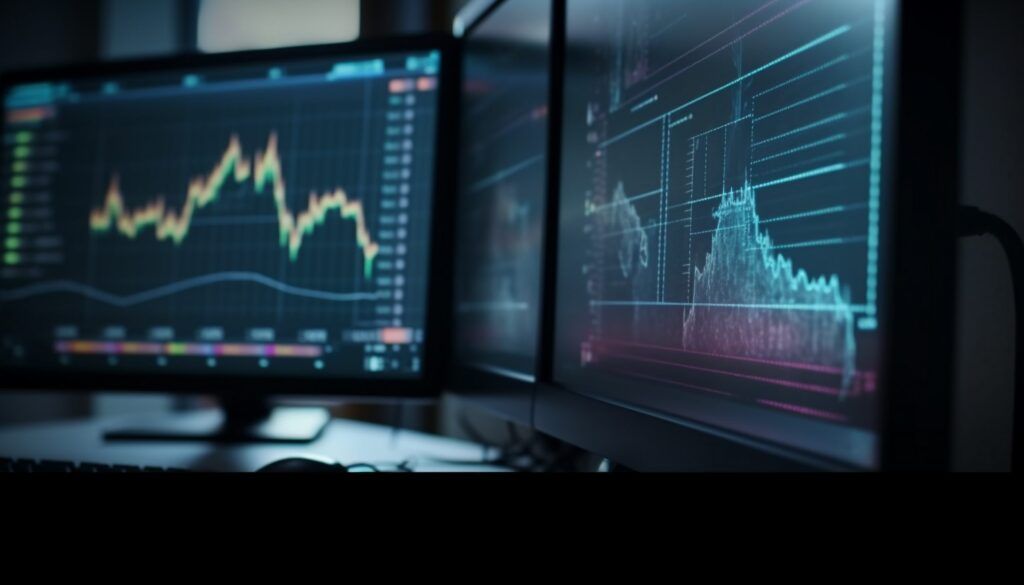 Investments 6 several computers with financial graphics