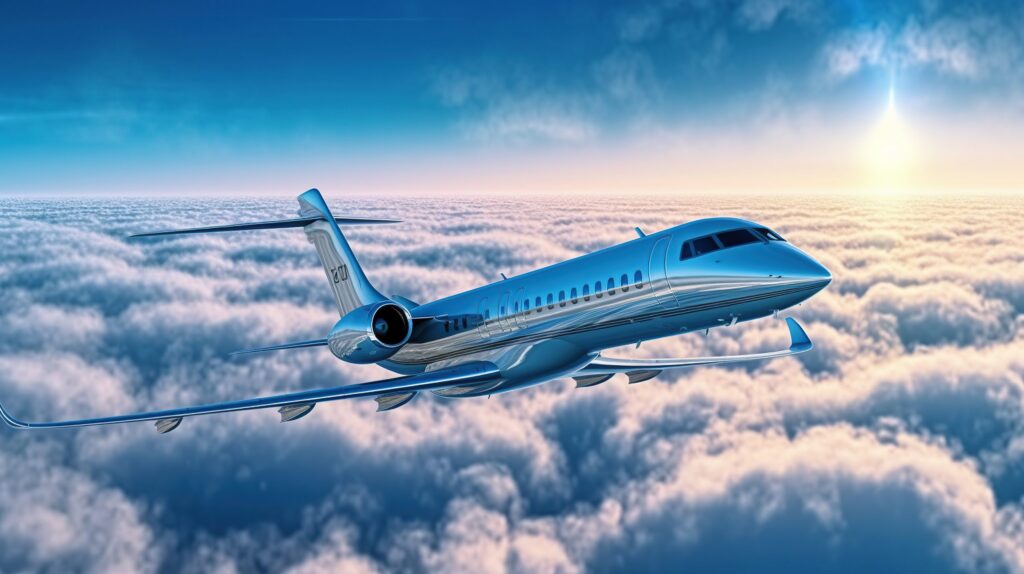 Investments 8 private jet in the sky