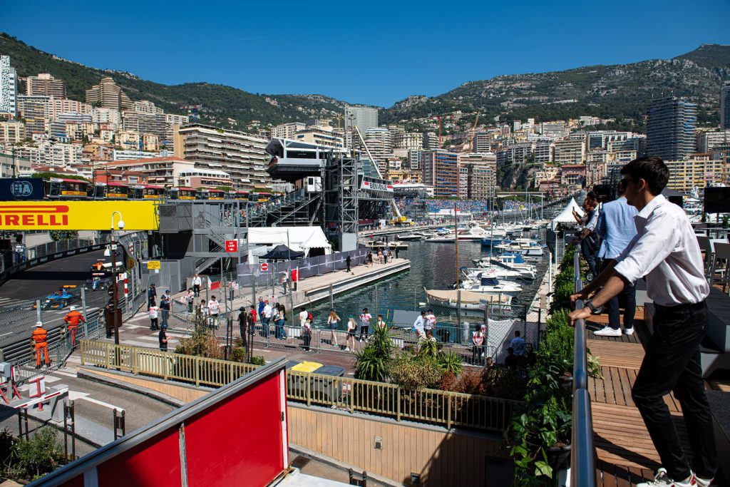 people on the rooftop for the Monaco F1 Gr prix