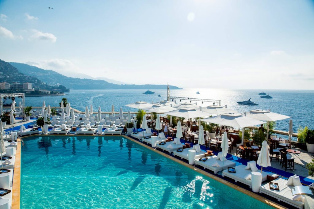 Rooftop of the luxury hotel in front of the see to Monaco 